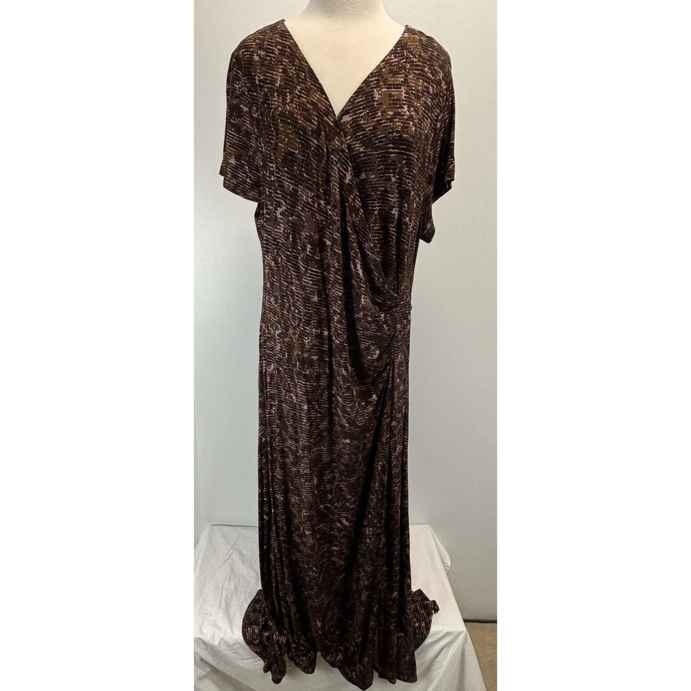 Soft Surroundings Womens Caity Jersey Knit Maxi Dress Abstract Paisley 2X Plus